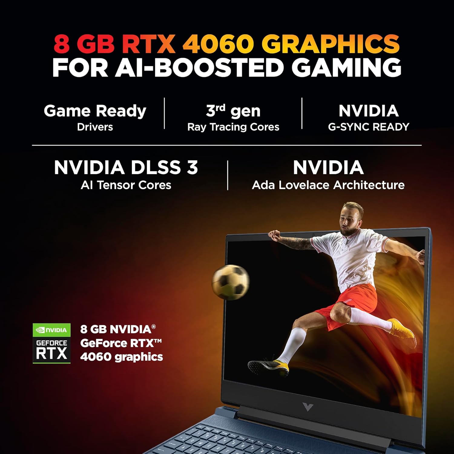 HP Victus, AMD Ryzen 9-8945HS, 8GB RTX 4060, 16GB RAM (Upgradeable) 1TB SSD, 144Hz, 300nits, IPS, FHD, 15.6 - Image 4