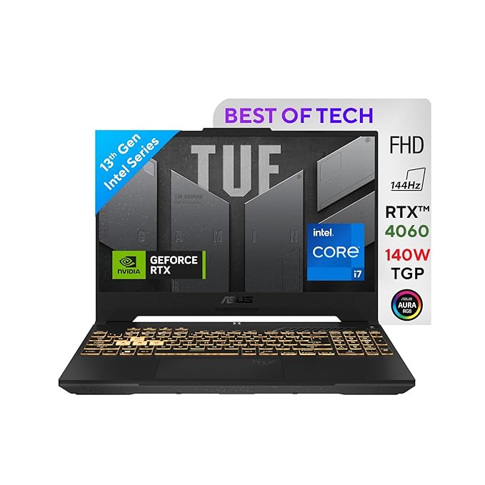 ASUS TUF F15 13th Gen, Intel Core i7-13620H Gaming Laptop(NVIDIA RTX 4060-8GB/140W TGP/16GB RAM/512GB SSD/FHD/15.6