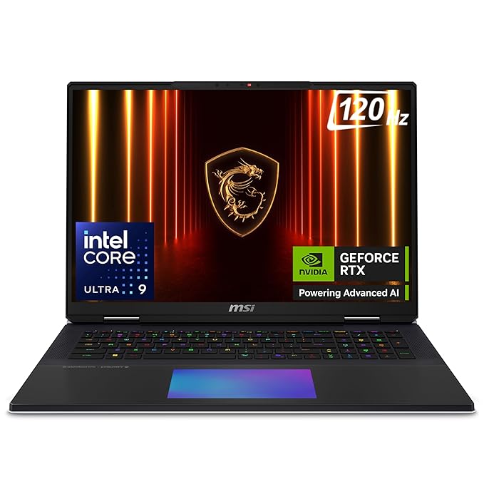 MSI Titan 18 HX AI,Intel Series 2 Core Ultra 9 285HX,46CM UHD+ MiniLED 120Hz Gaming Laptop(64GB/6TB NVMe SSD/Windows 11 Home/GeForce RTX 5090,GDDR6 24GB/Core Black/3.6Kg), A2XWJG-486IN