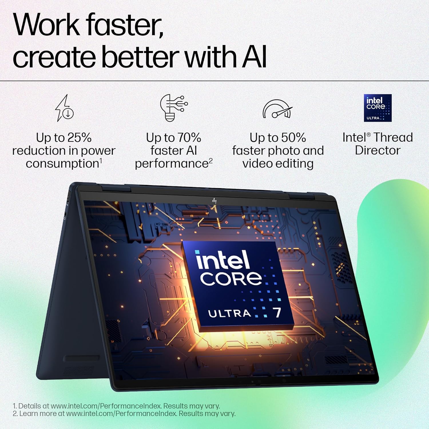 HP Envy X360 Convertible, Enhanced by AI, Intel 14th Gen Evo Core Ultra 7 155U, 14-inch (35.6 cm), 2.8K OLED, 400 nits, 32GB, 1TB SSD, Touch, 5MP IR Camera, (Win 11 Home+MSO, Blue,1.44 Kg), FC0100TU - Image 3