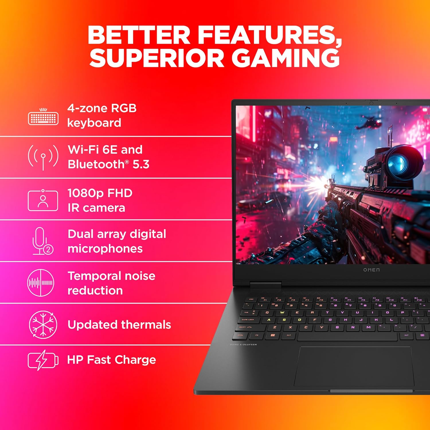 HP Smartchoice Omen AMD Ryzen 7 7840Hs, 8GB RTX 4060 (16GB DDR5, 1TB SSD) FHD, 165Hz, 300Nits, IPS, 16.1''/40.9cm, Win11, Office 21, Black, 2.32kg, Xd0020ax, RGB kb, Tempest Cooling, AI Gaming Laptop - Image 5