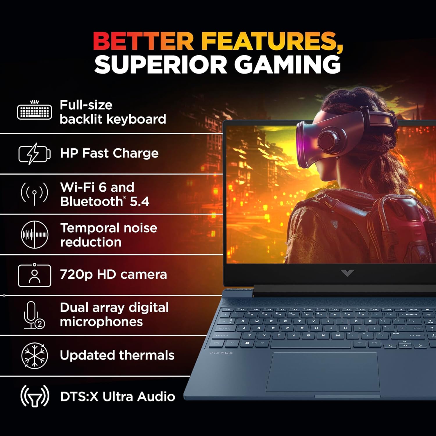 HP Victus, AMD Ryzen 9-8945HS, 8GB RTX 4060, 16GB RAM (Upgradeable) 1TB SSD, 144Hz, 300nits, IPS, FHD, 15.6 - Image 6