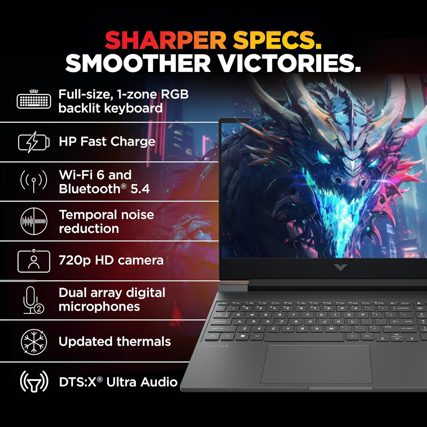 HP Smartchoice Victus, 13th Gen Intel Core i7-13620H, 8GB RTX 5050, 24GB DDR5(Upgradeable) 1TB SSD, 144Hz, FHD, 15.6''/39.6cm, Win11, M365* Office24, Mica Silver, 2.29kg, fa2309TX, RGB Gaming Laptop - Image 5