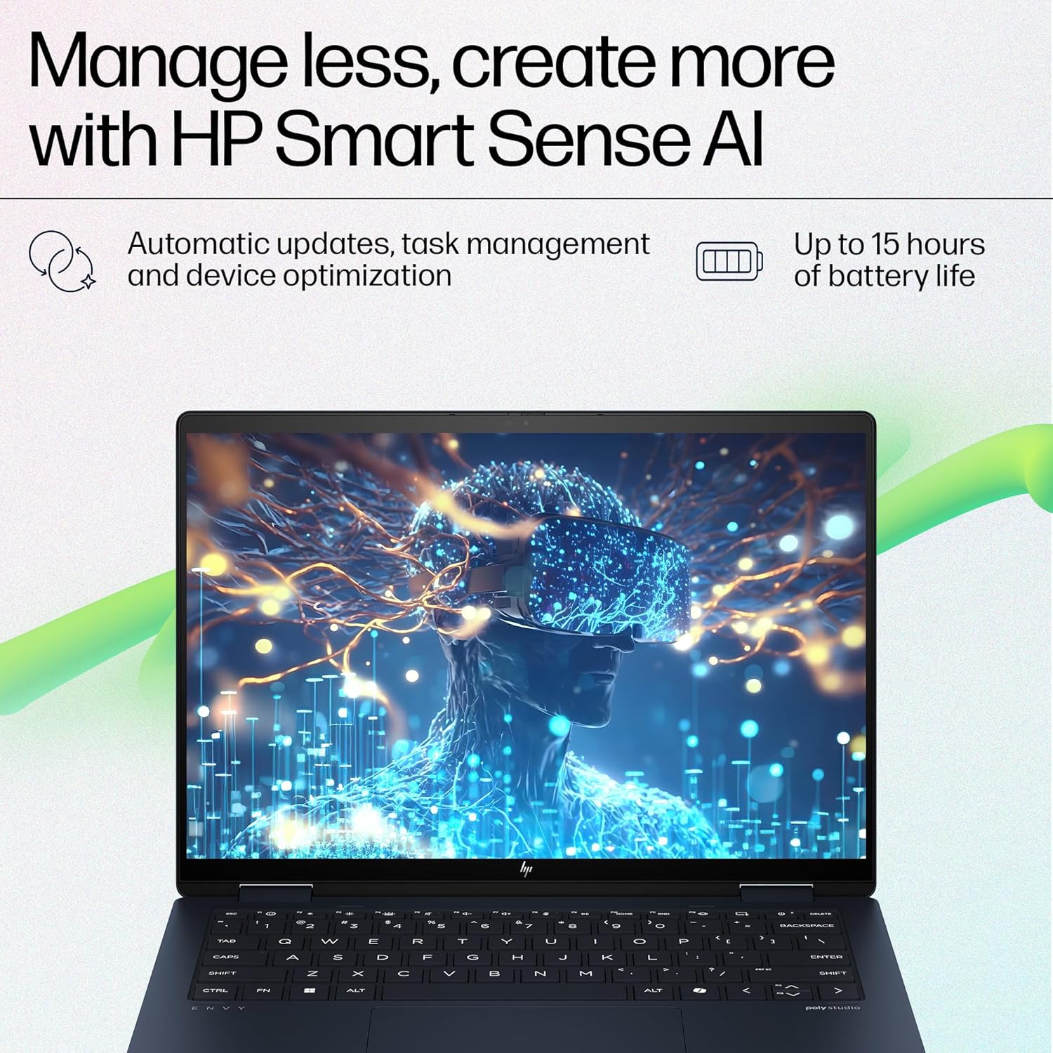 HP Envy X360 Convertible, Enhanced by AI, Intel 14th Gen Evo Core Ultra 7 155U, 14-inch (35.6 cm), 2.8K OLED, 400 nits, 32GB, 1TB SSD, Touch, 5MP IR Camera, (Win 11 Home+MSO, Blue,1.44 Kg), FC0100TU - Image 5