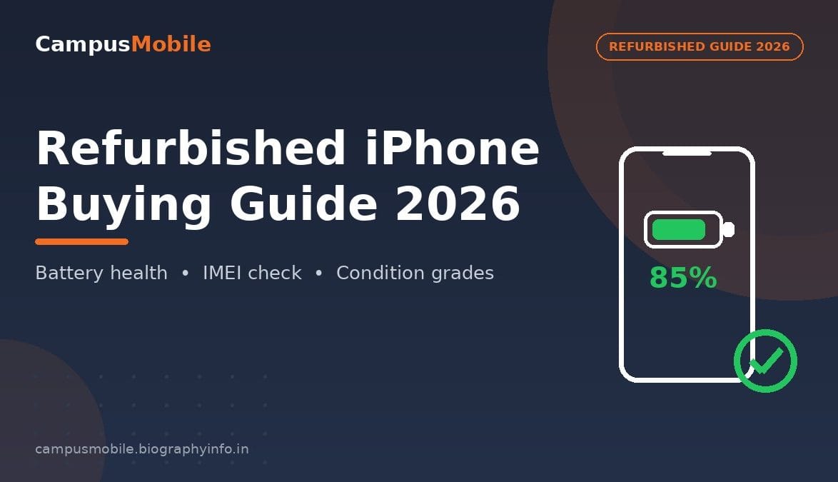 Refurbished iPhone buying guide India 2026 - battery health, IMEI check and condition grades